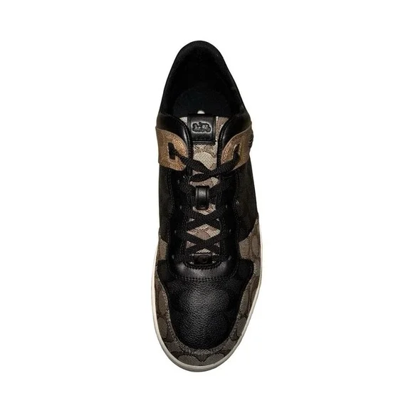 Coach Signature Logo Men's Black Brown Beige Casual Sneakers - Picture 1 of 6